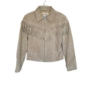 Vintage Outer Edge Suede Leather Jacket Fringe Cowboy